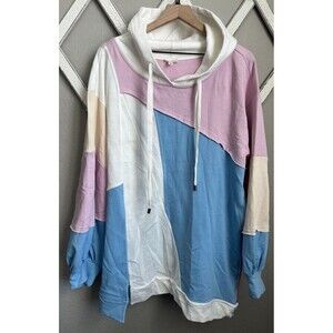 NWT! Pilcro Anthropologie Women's L Patchwork Pullover Hoodie Sweatshirt $118